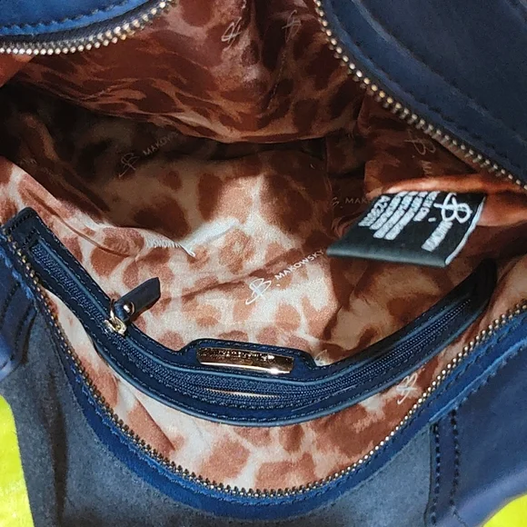 B Makowsky Blue Leather Gamma Hobo Bag - Picture 3 of 6